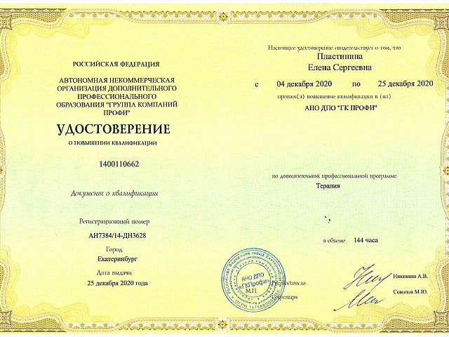 Пластинина Елена Сергеевна