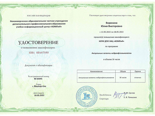Воронина Юлия Викторовна