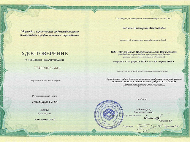 Костина Екатерина Вячеславовна