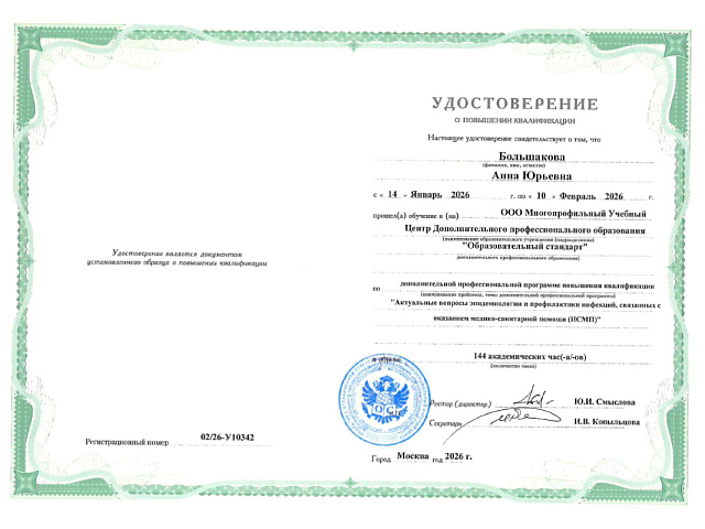 Большакова Анна Юрьевна 