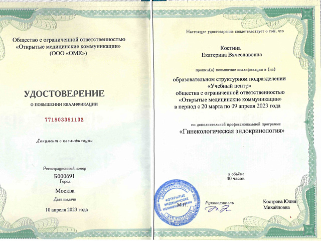 Костина Екатерина Вячеславовна